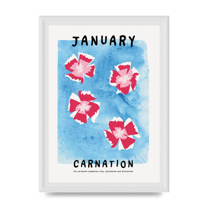 Birth Month Flower Series January Wall Art - A4 framed
