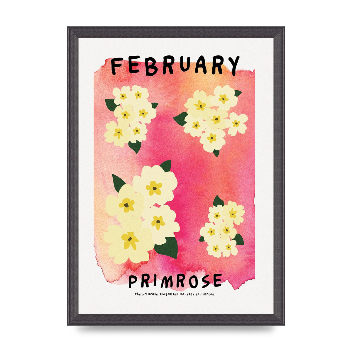 Birth Month Flower Series February Art For The Home - A3 framed
