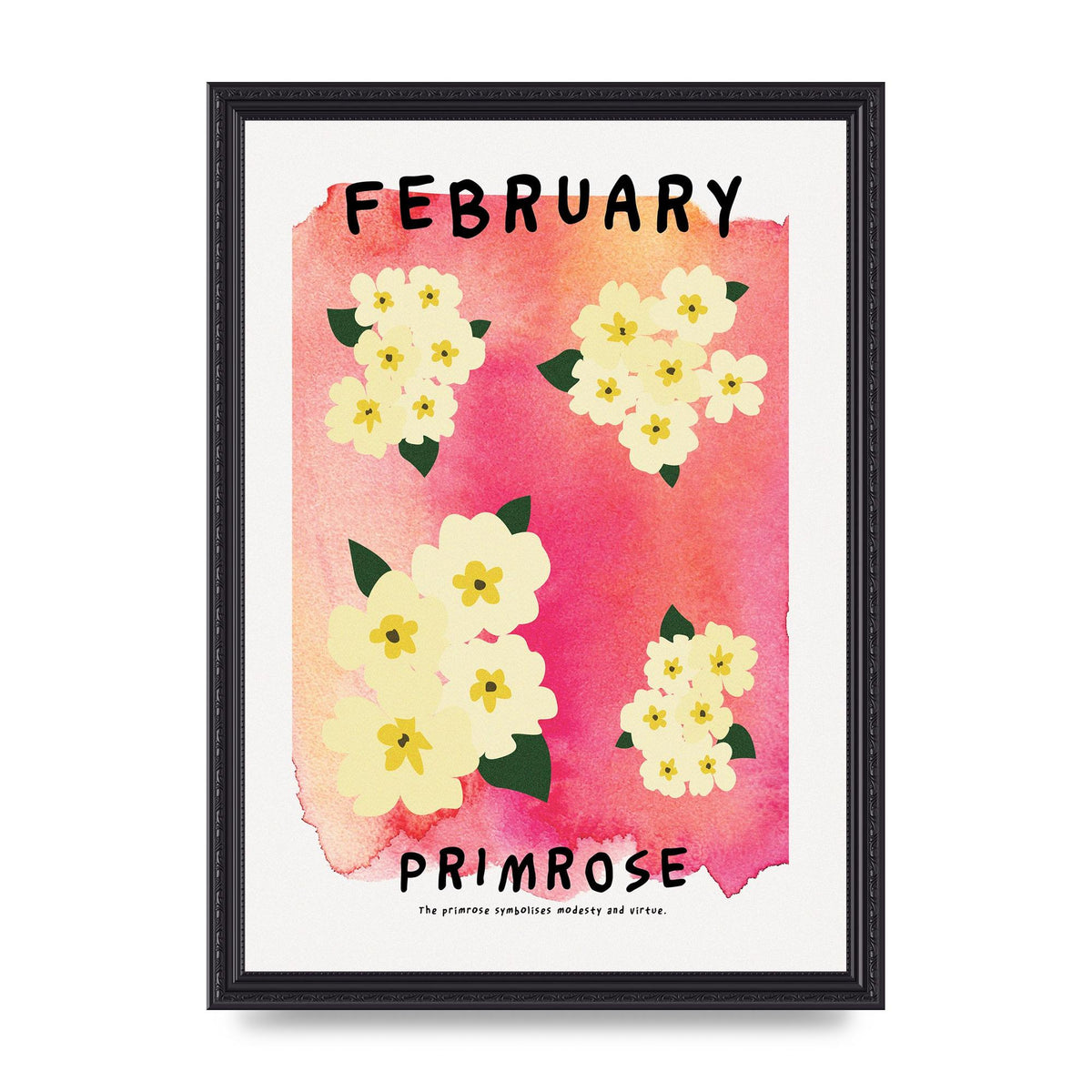 Birth Month Flower Series February Art For The Home - A3 framed