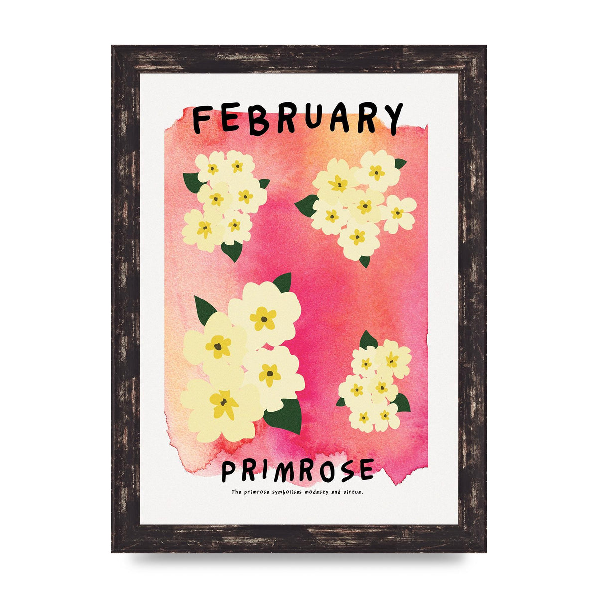 Birth Month Flower Series February Art For The Home - A4 framed