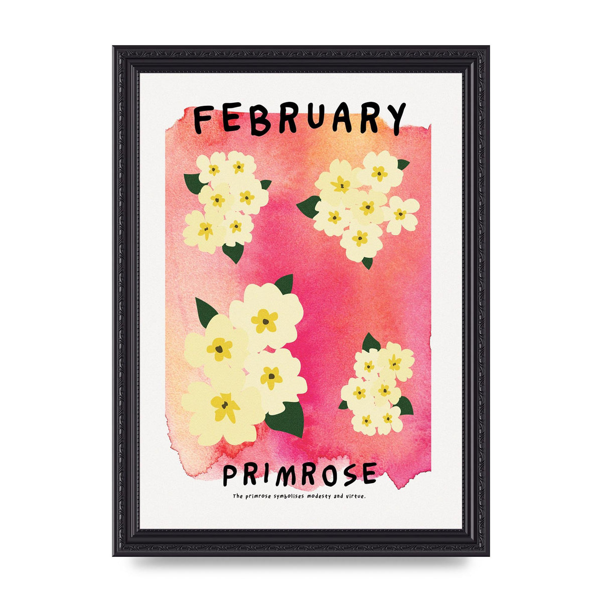 Birth Month Flower Series February Art For The Home - A4 framed