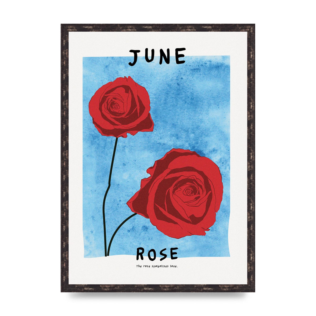 Birth Month Flower Series June Printed Poster - A2 framed