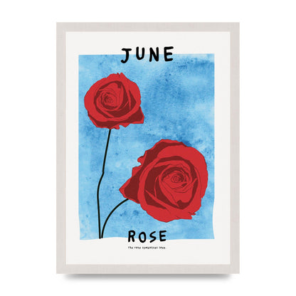 Birth Month Flower Series June Printed Poster - A3 framed