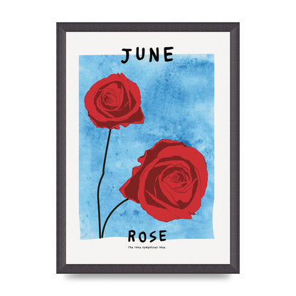 Birth Month Flower Series June Printed Poster - A3 framed