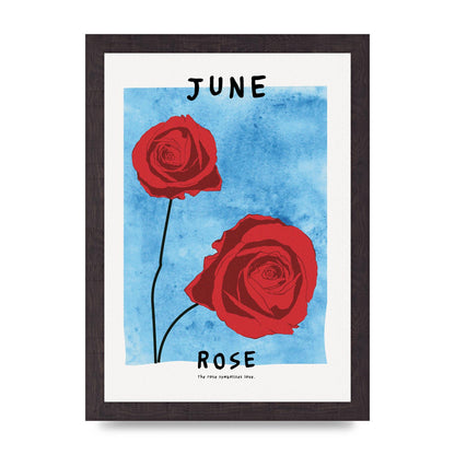 Birth Month Flower Series June Printed Poster - A4 framed