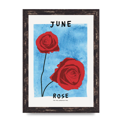 Birth Month Flower Series June Printed Poster - A4 framed