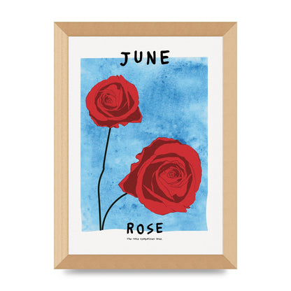 Birth Month Flower Series June Printed Poster - A4 framed