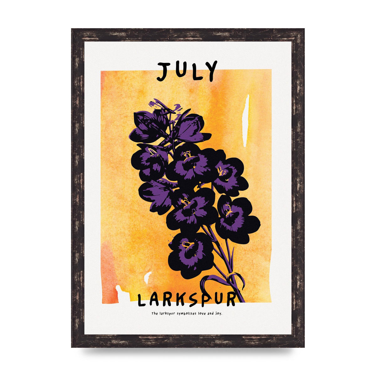 Birth Month Flower Series July Wall Art - A3 framed