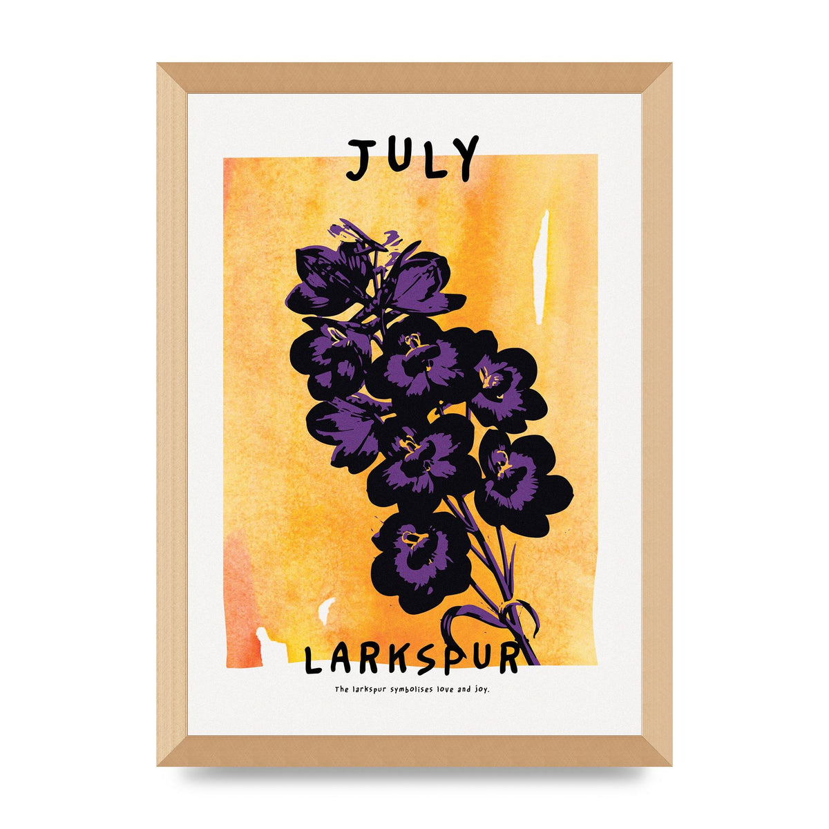Birth Month Flower Series July Wall Art - A3 framed