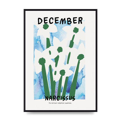 Birth Month Flower Series December Printed Poster - A2 framed