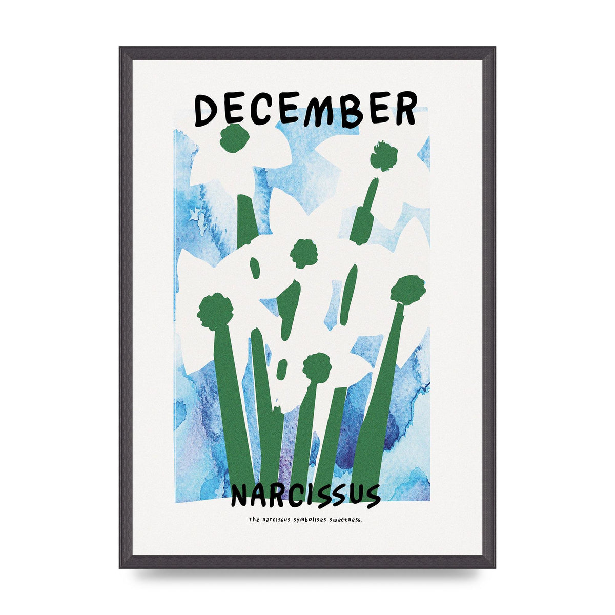 Birth Month Flower Series December Printed Poster - A2 framed