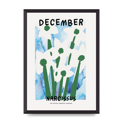Birth Month Flower Series December Printed Poster - A2 framed