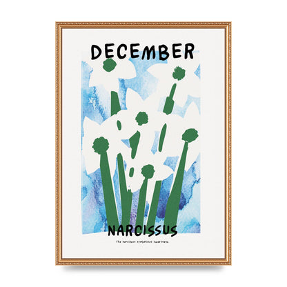 Birth Month Flower Series December Printed Poster - A2 framed