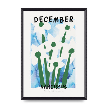 Birth Month Flower Series December Printed Poster - A2 framed