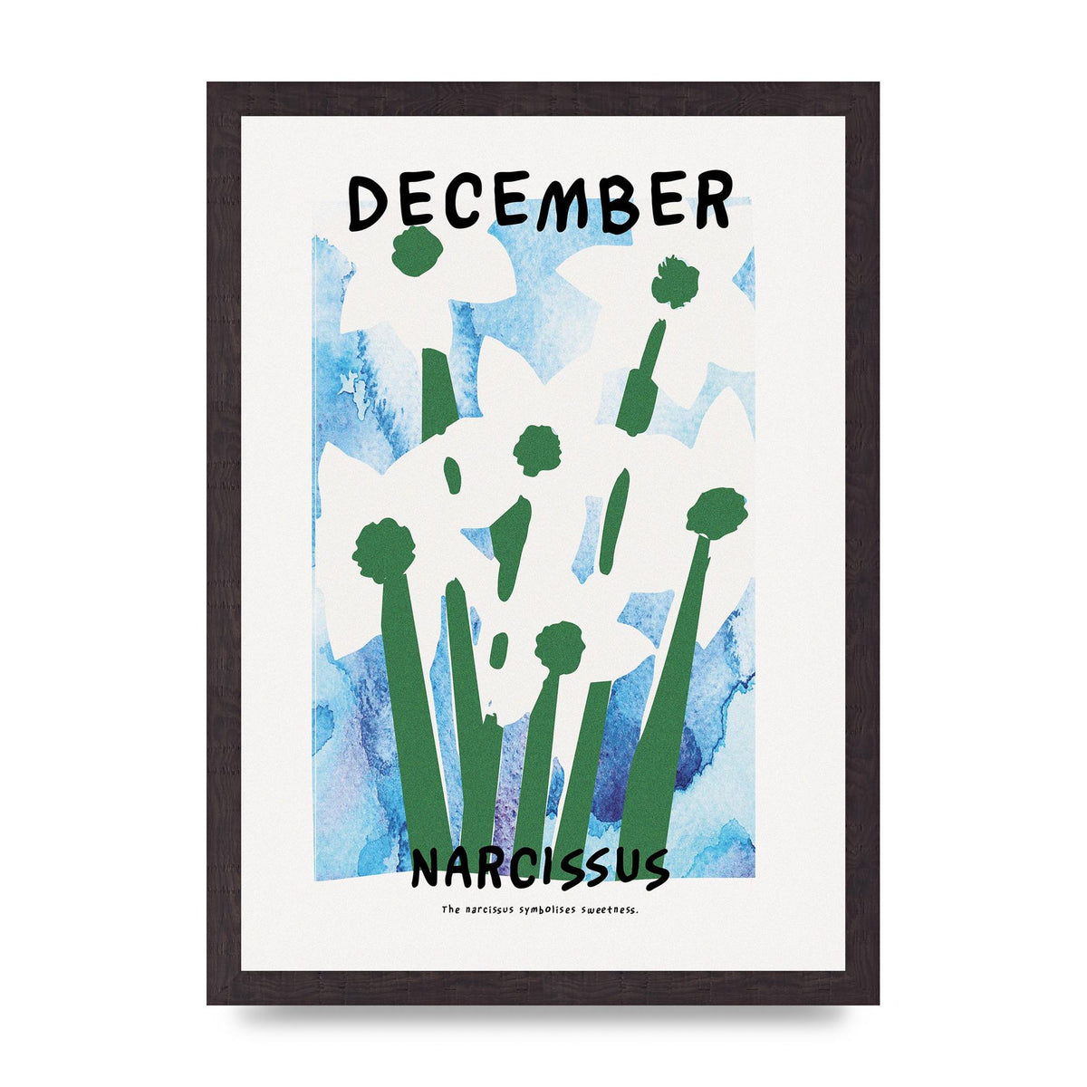 Birth Month Flower Series December Printed Poster - A3 framed