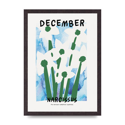 Birth Month Flower Series December Printed Poster - A3 framed