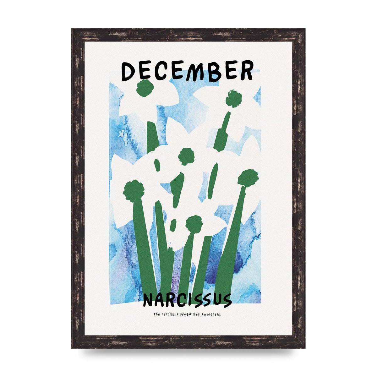 Birth Month Flower Series December Printed Poster - A3 framed