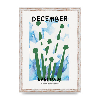 Birth Month Flower Series December Printed Poster - A3 framed
