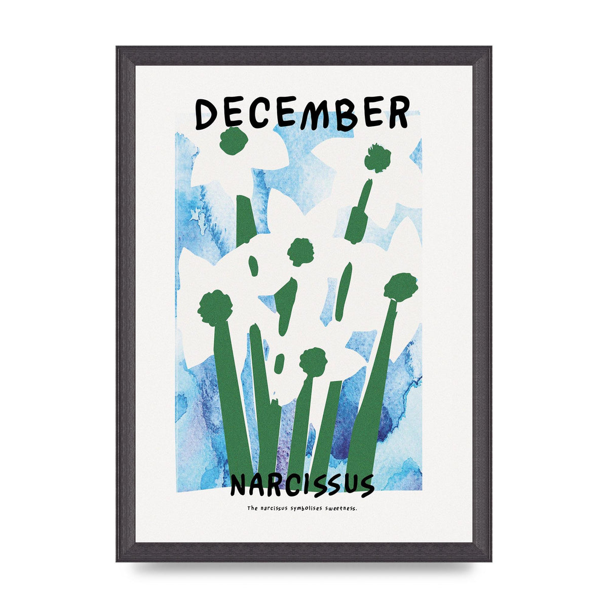 Birth Month Flower Series December Printed Poster - A3 framed