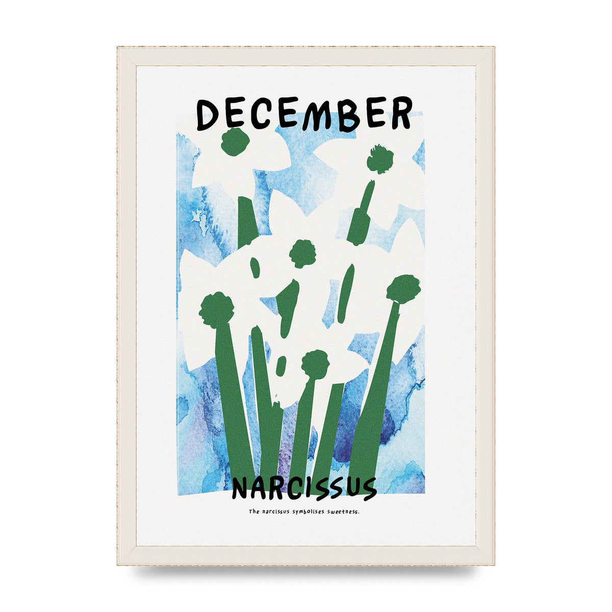 Birth Month Flower Series December Printed Poster - A3 framed