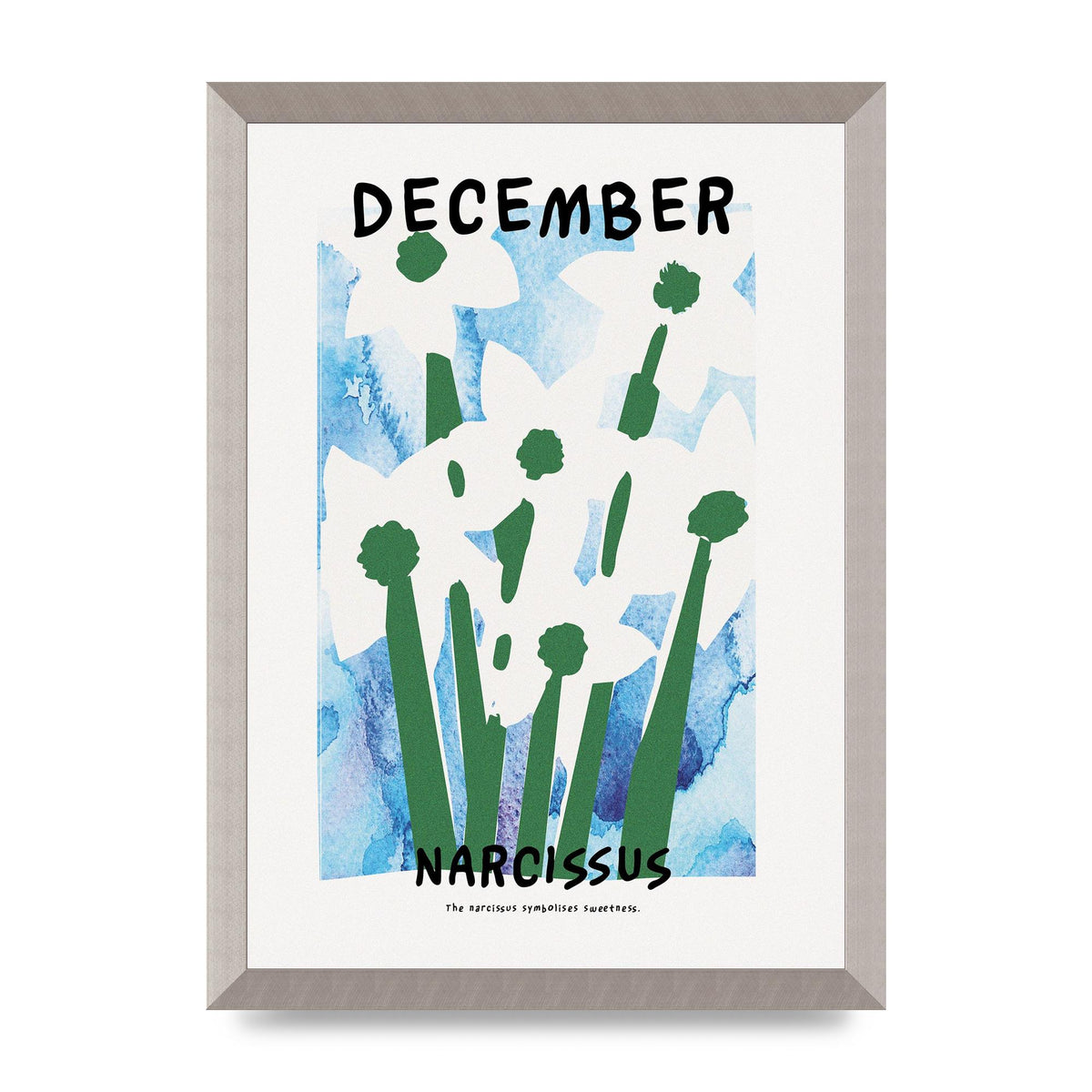 Birth Month Flower Series December Printed Poster - A3 framed