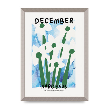 Birth Month Flower Series December Printed Poster - A3 framed