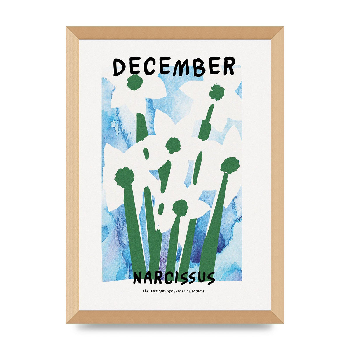 Birth Month Flower Series December Printed Poster - A3 framed