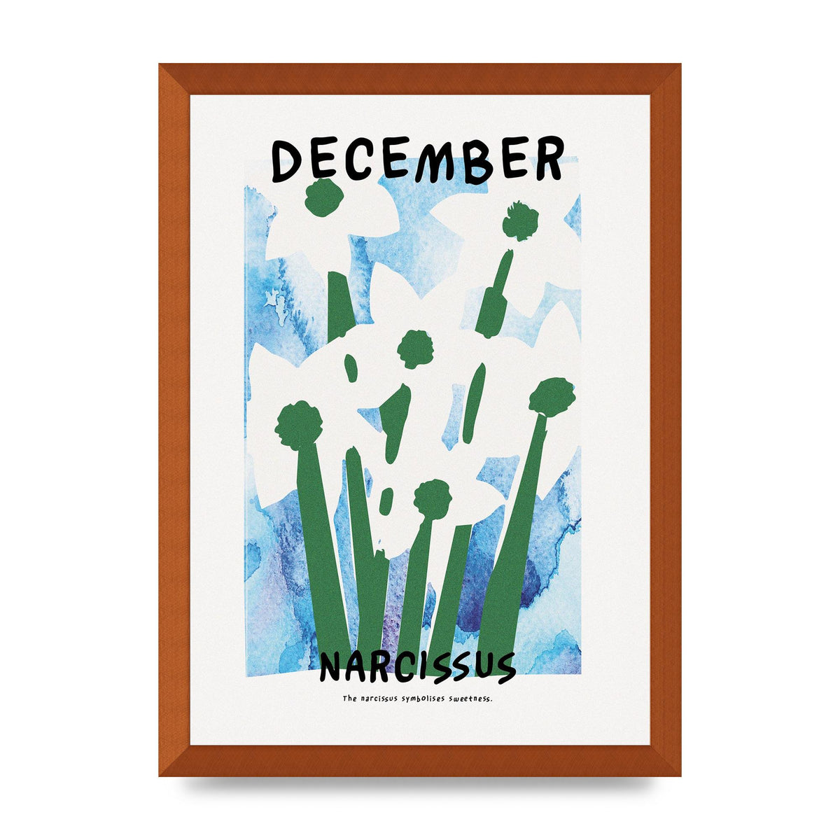 Birth Month Flower Series December Printed Poster - A3 framed