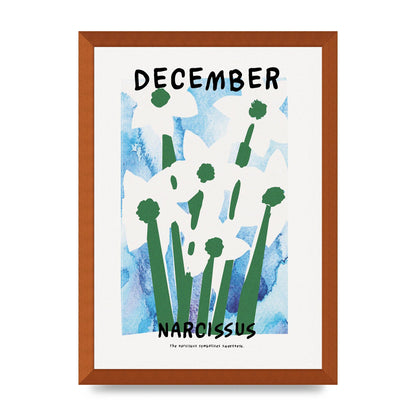 Birth Month Flower Series December Printed Poster - A3 framed