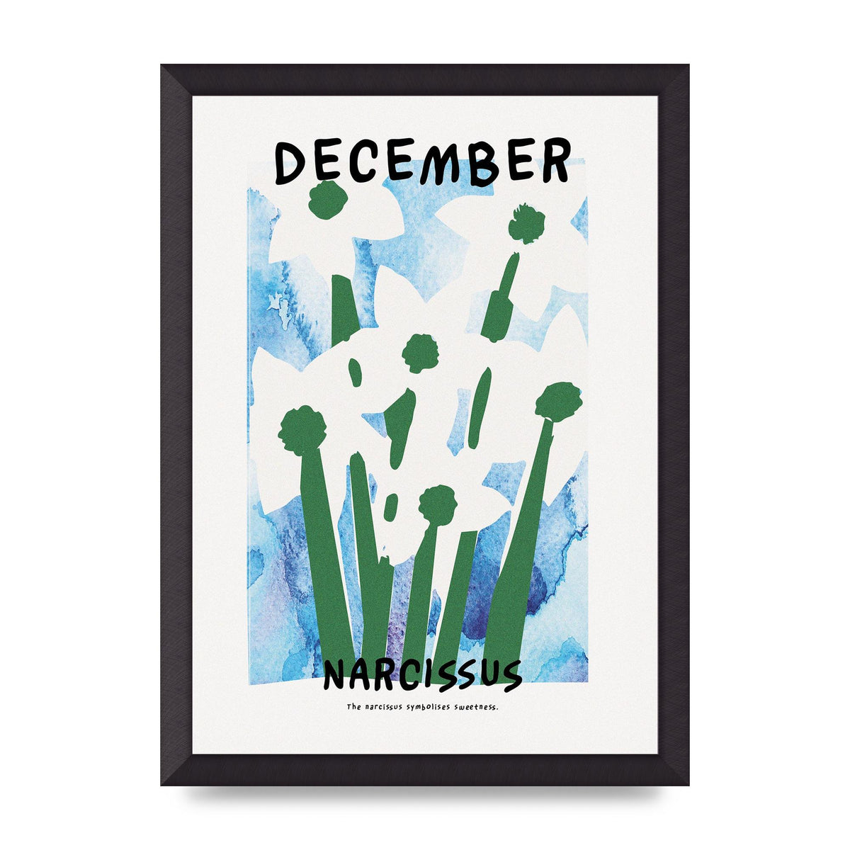 Birth Month Flower Series December Printed Poster - A3 framed