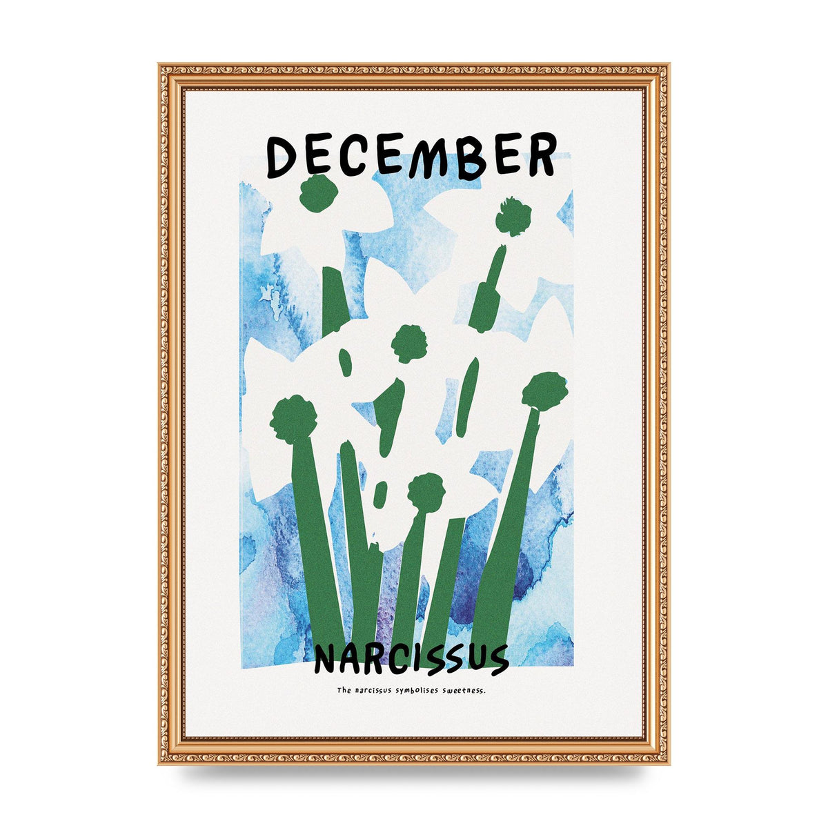 Birth Month Flower Series December Printed Poster - A3 framed
