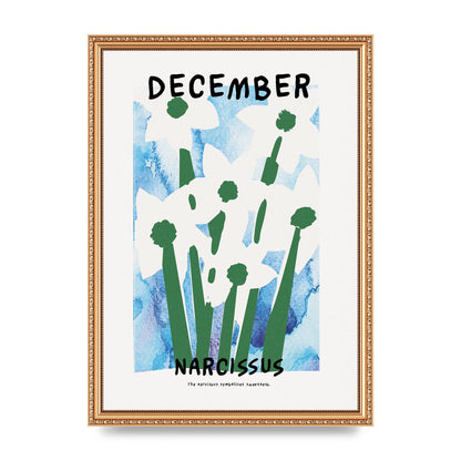 Birth Month Flower Series December Printed Poster - A3 framed