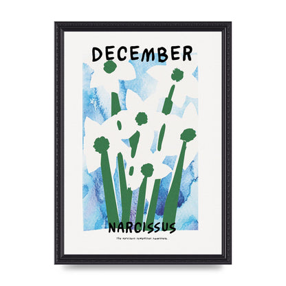 Birth Month Flower Series December Printed Poster - A3 framed