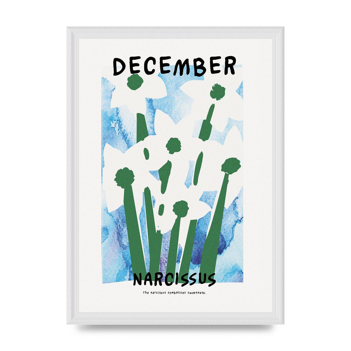 Birth Month Flower Series December Printed Poster - A3 framed