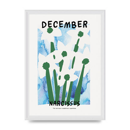 Birth Month Flower Series December Printed Poster - A3 framed