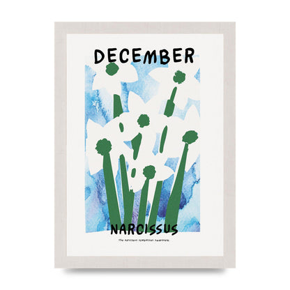 Birth Month Flower Series December Printed Poster - A4 framed