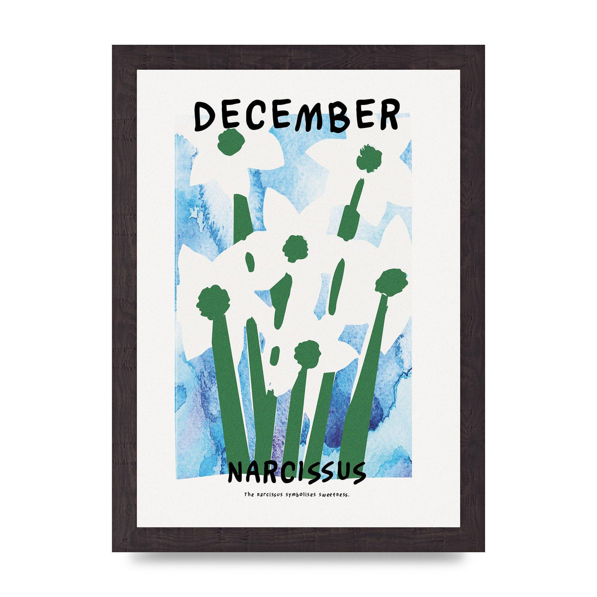 Birth Month Flower Series December Printed Poster - A4 framed