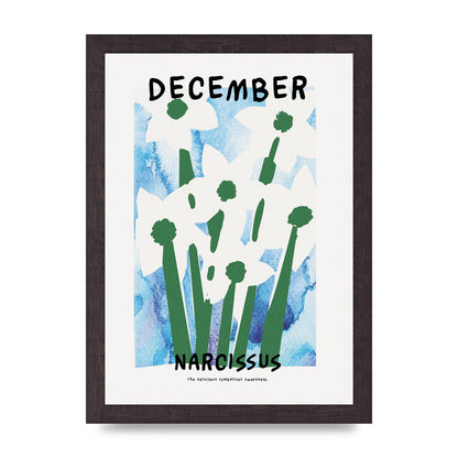 Birth Month Flower Series December Printed Poster - A4 framed