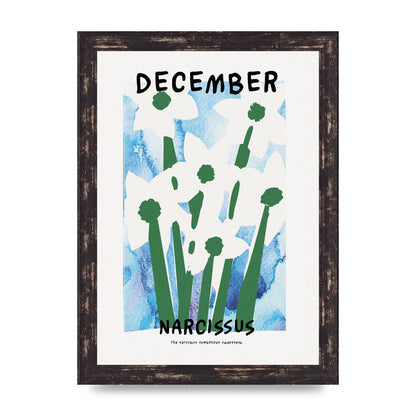 Birth Month Flower Series December Printed Poster - A4 framed