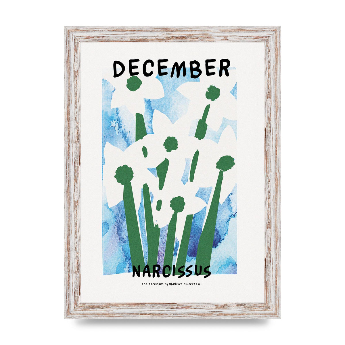 Birth Month Flower Series December Printed Poster - A4 framed
