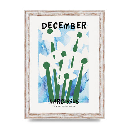 Birth Month Flower Series December Printed Poster - A4 framed
