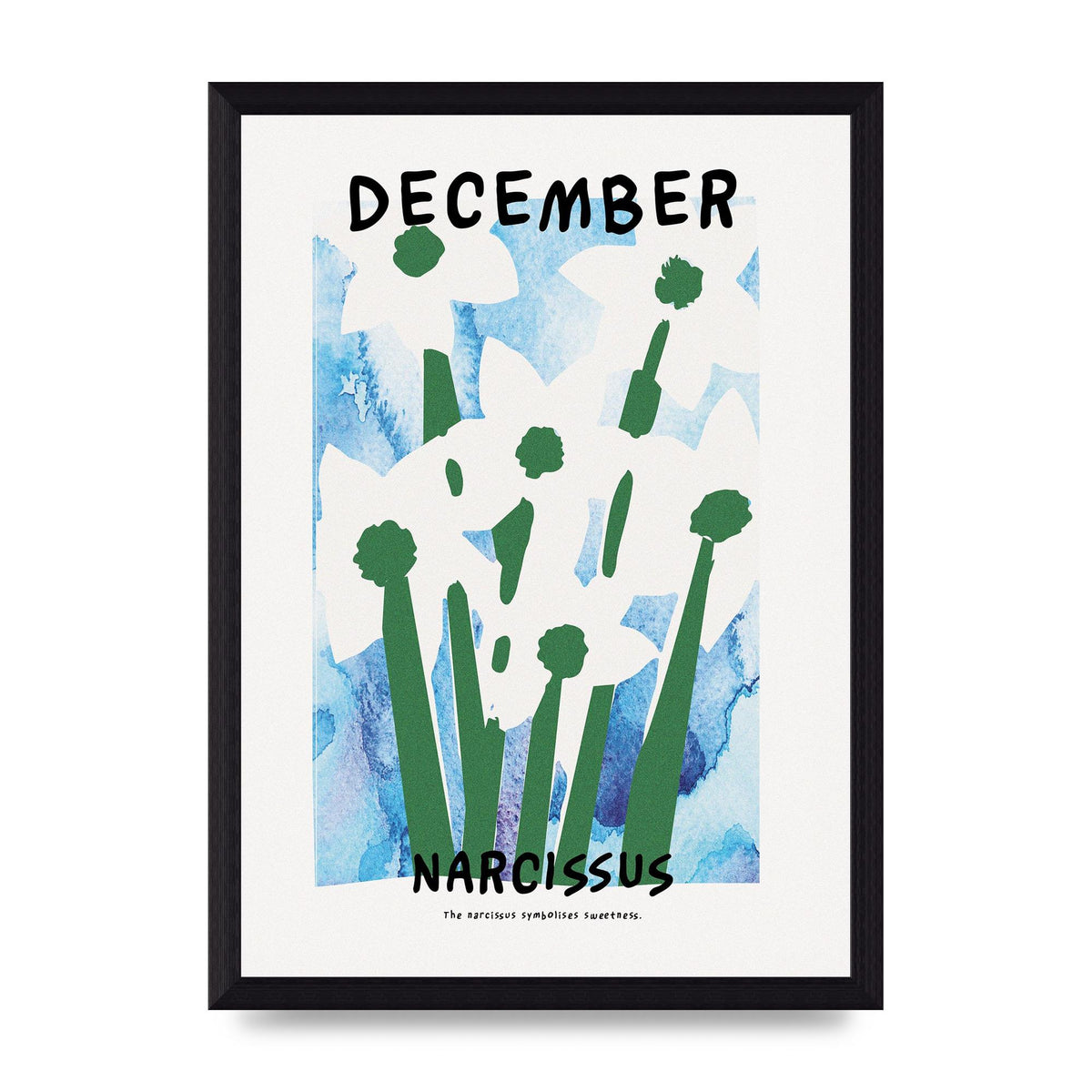 Birth Month Flower Series December Printed Poster - A4 framed