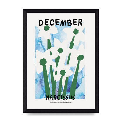 Birth Month Flower Series December Printed Poster - A4 framed