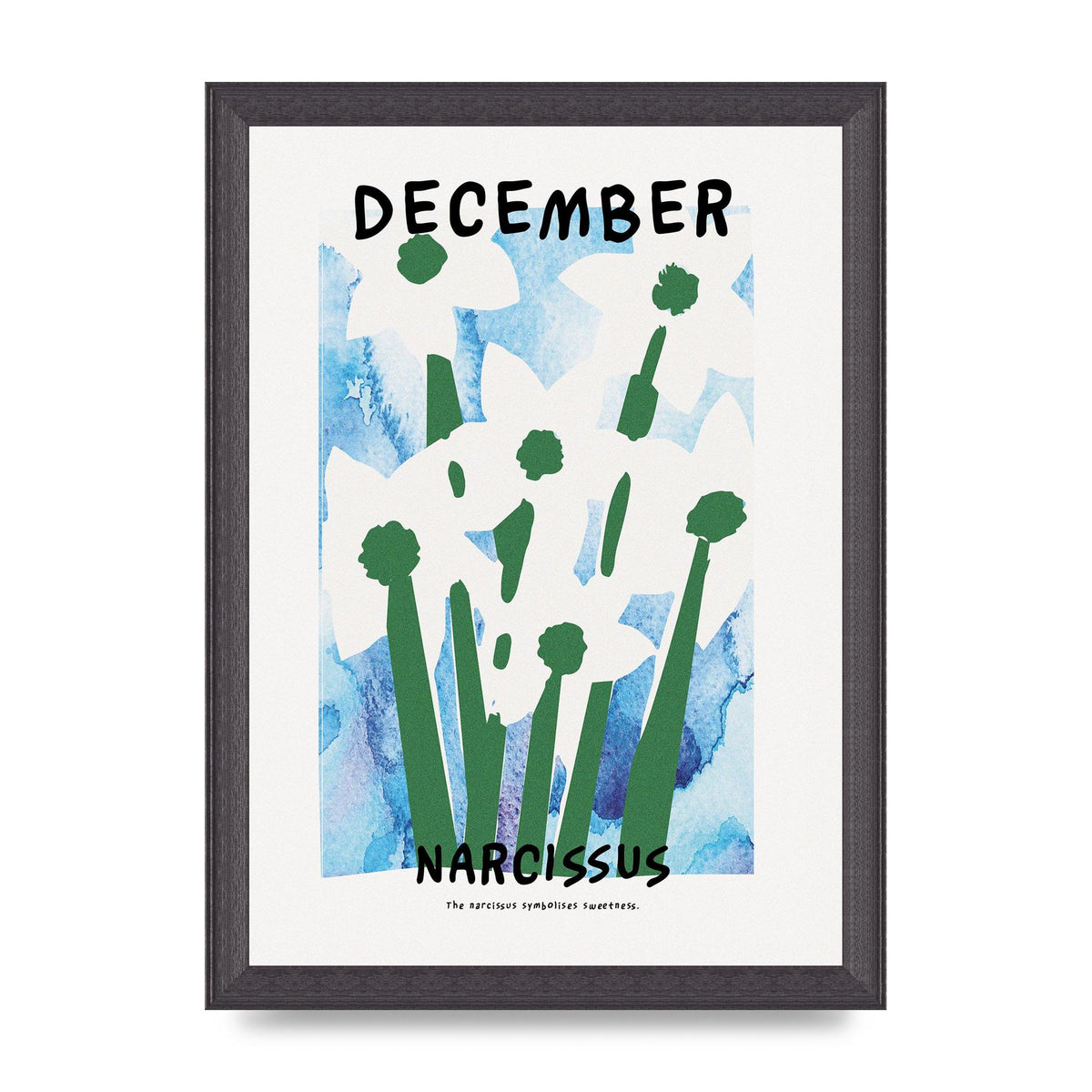 Birth Month Flower Series December Printed Poster - A4 framed