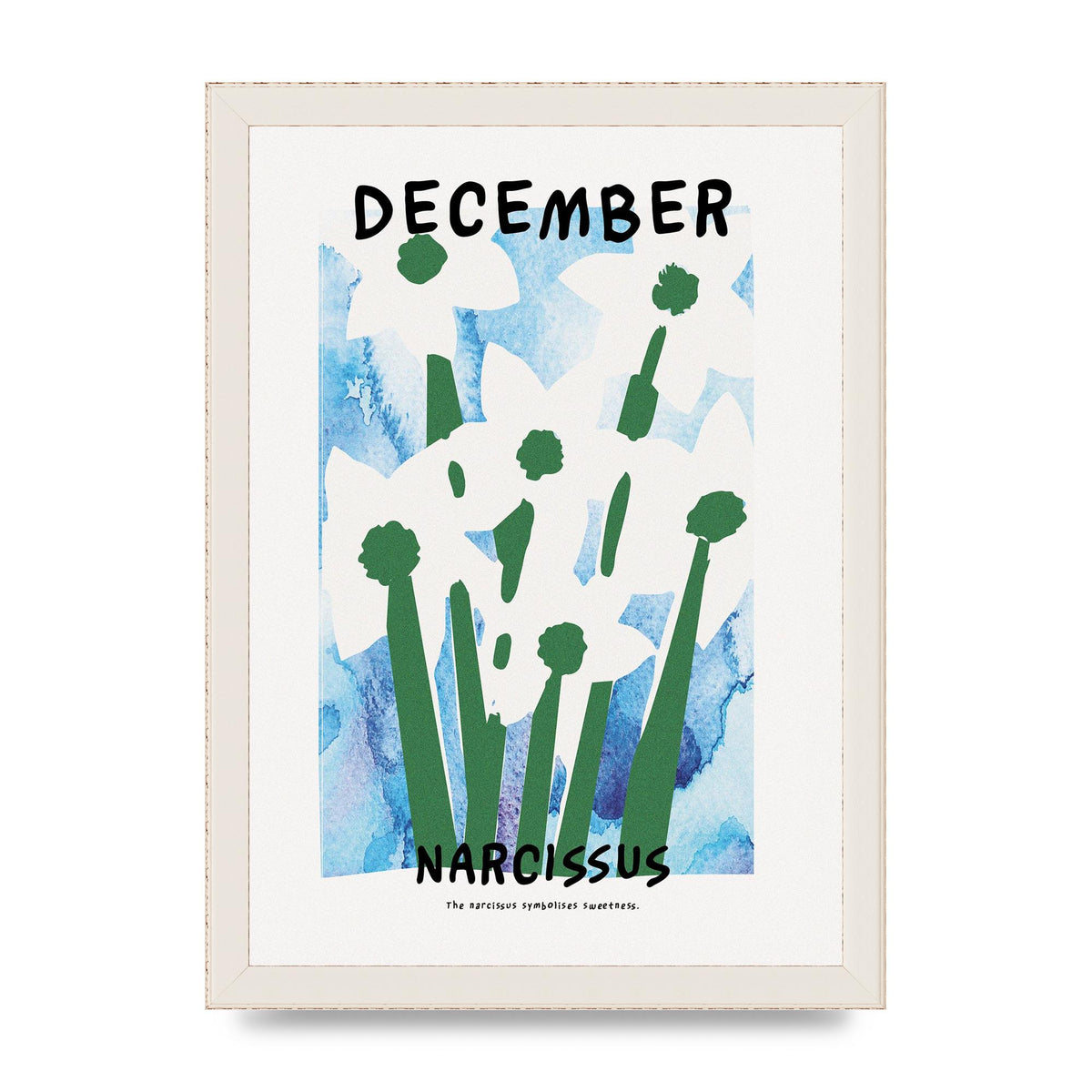 Birth Month Flower Series December Printed Poster - A4 framed