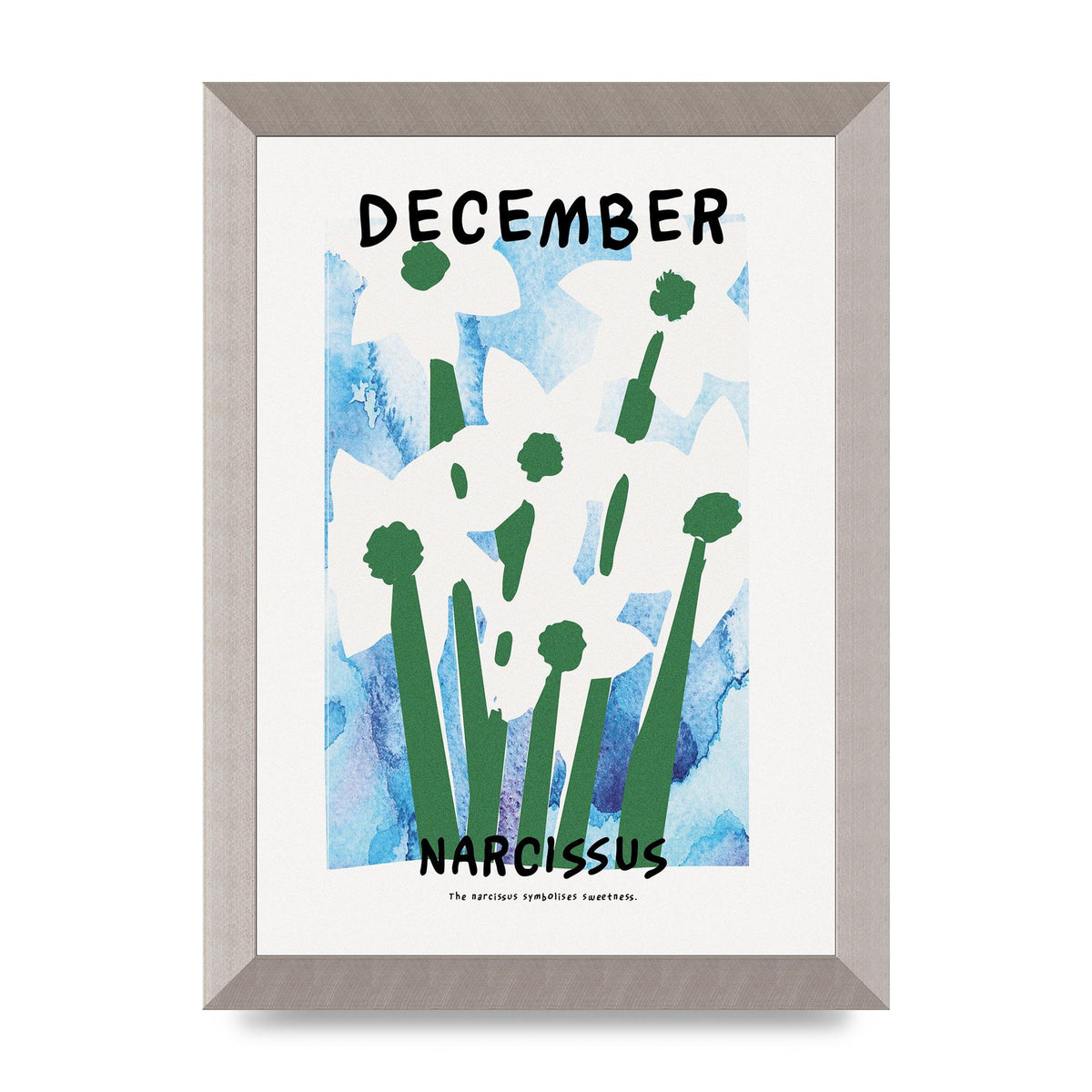 Birth Month Flower Series December Printed Poster - A4 framed