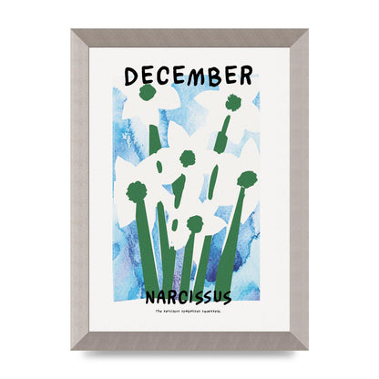 Birth Month Flower Series December Printed Poster - A4 framed