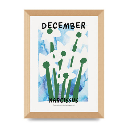 Birth Month Flower Series December Printed Poster - A4 framed