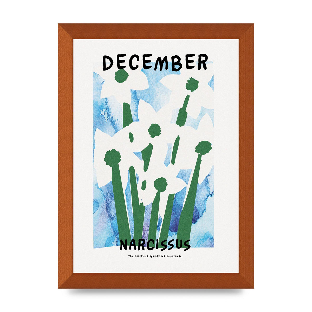 Birth Month Flower Series December Printed Poster - A4 framed