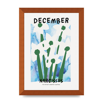 Birth Month Flower Series December Printed Poster - A4 framed